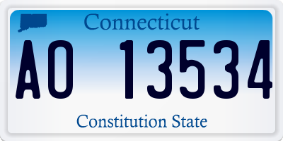 CT license plate AO13534