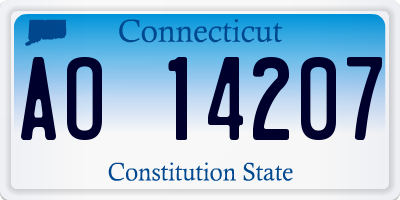 CT license plate AO14207