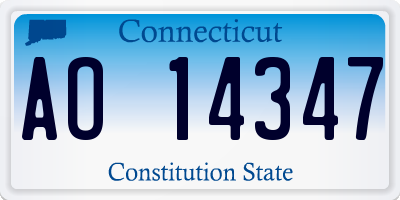CT license plate AO14347