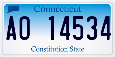 CT license plate AO14534