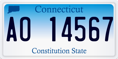CT license plate AO14567