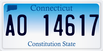 CT license plate AO14617