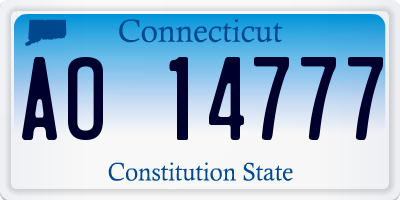 CT license plate AO14777