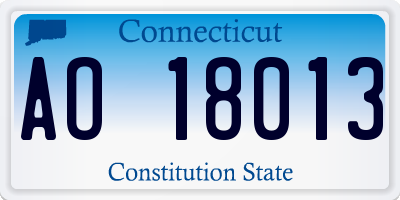 CT license plate AO18013