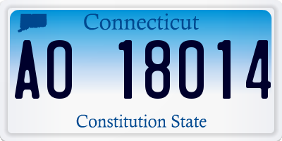 CT license plate AO18014