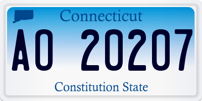CT license plate AO20207