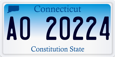 CT license plate AO20224
