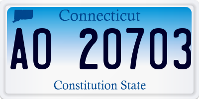 CT license plate AO20703