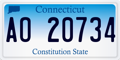 CT license plate AO20734