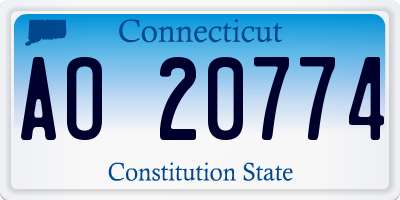 CT license plate AO20774