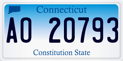 CT license plate AO20793
