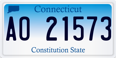 CT license plate AO21573