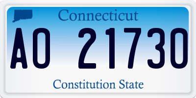 CT license plate AO21730
