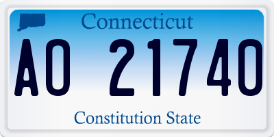 CT license plate AO21740