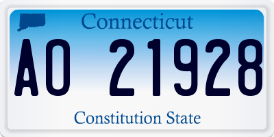 CT license plate AO21928