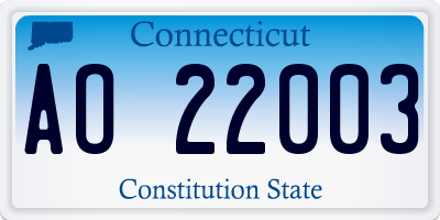CT license plate AO22003
