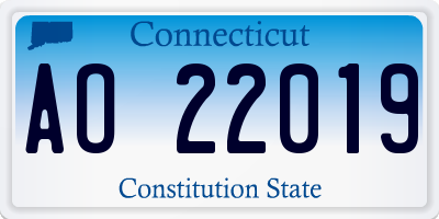 CT license plate AO22019