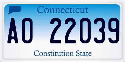 CT license plate AO22039