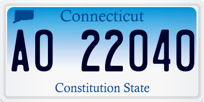 CT license plate AO22040