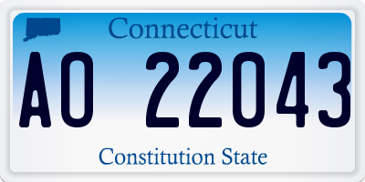 CT license plate AO22043