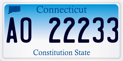 CT license plate AO22233