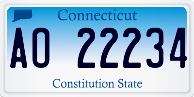 CT license plate AO22234