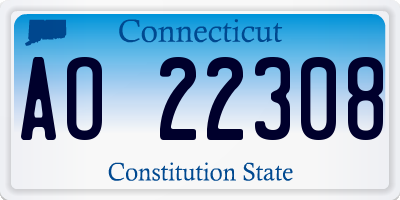 CT license plate AO22308