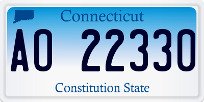 CT license plate AO22330