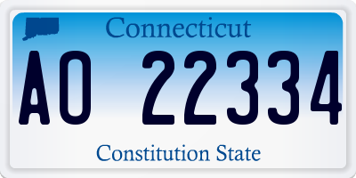 CT license plate AO22334