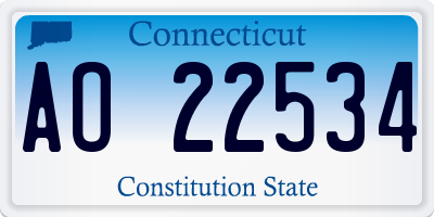 CT license plate AO22534
