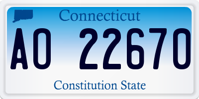 CT license plate AO22670