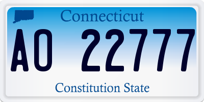 CT license plate AO22777