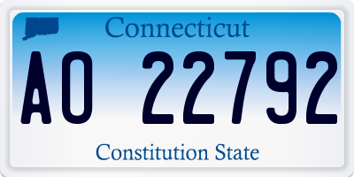 CT license plate AO22792