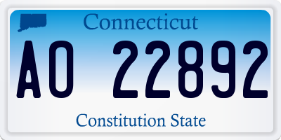 CT license plate AO22892