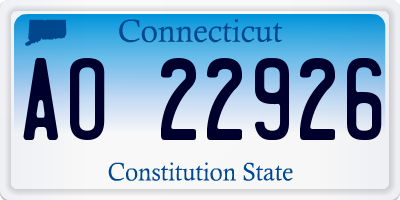 CT license plate AO22926