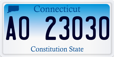 CT license plate AO23030