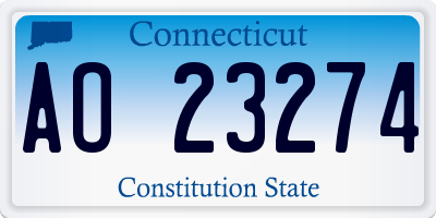 CT license plate AO23274