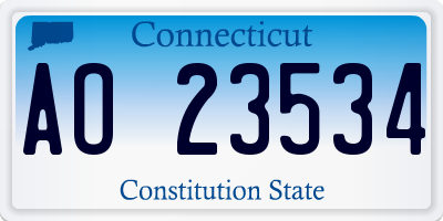 CT license plate AO23534