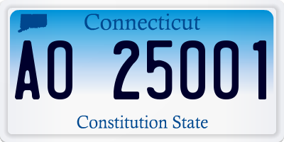 CT license plate AO25001
