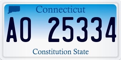 CT license plate AO25334