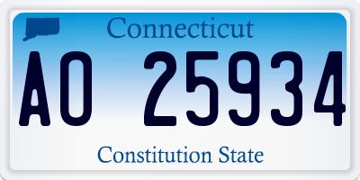 CT license plate AO25934