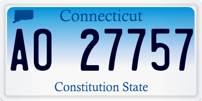 CT license plate AO27757
