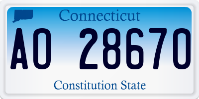 CT license plate AO28670