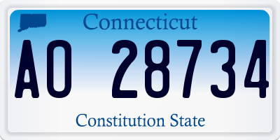 CT license plate AO28734