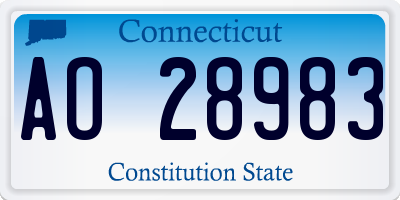 CT license plate AO28983