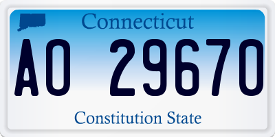 CT license plate AO29670