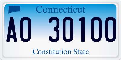 CT license plate AO30100