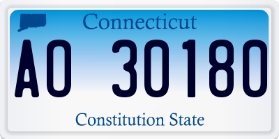 CT license plate AO30180