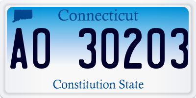 CT license plate AO30203