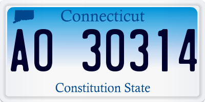 CT license plate AO30314